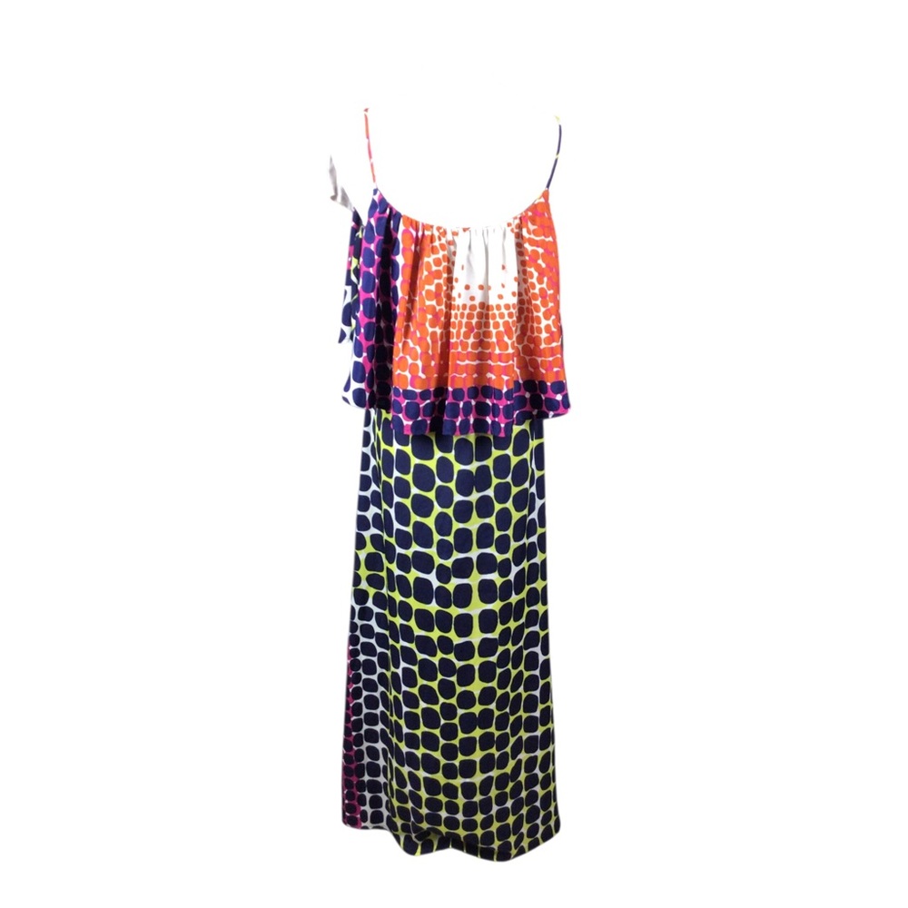 Tiff by Tt Vibrant Dot-Print Spaghetti Strap Maxi Dress Sz Small - Picture 3 of 8